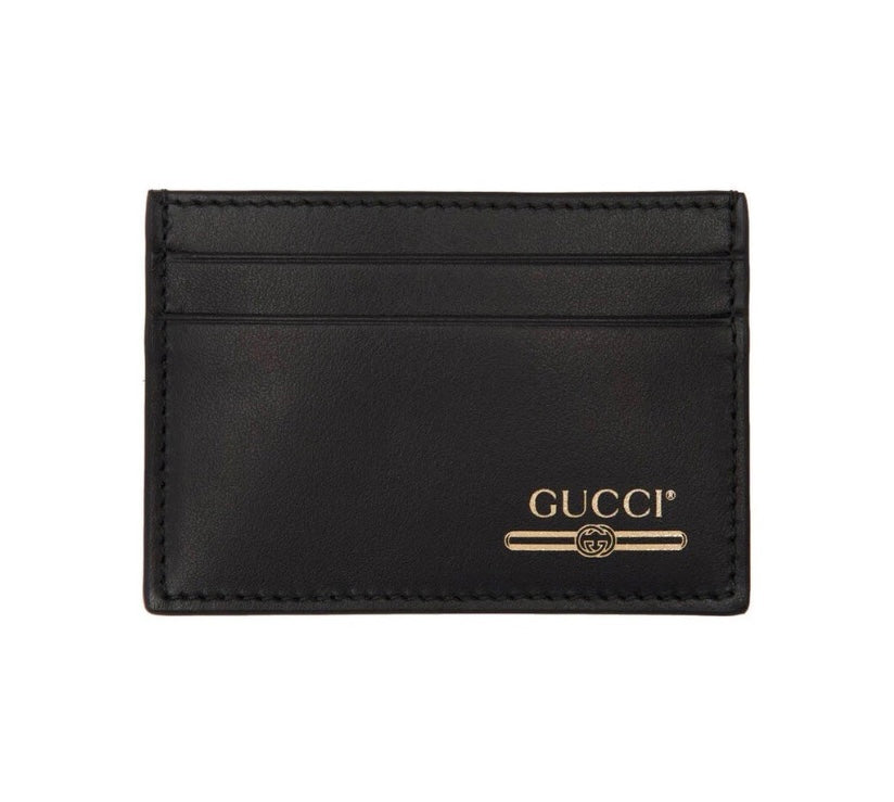 GUCCI GOLD LOGO LEATHER CARD HOLDER