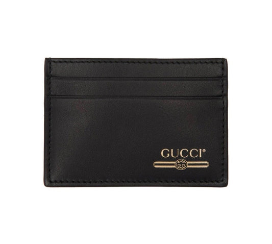 GUCCI GOLD LOGO LEATHER CARD HOLDER