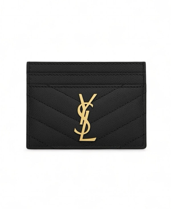 SAINT LAURENT GRAIN DE POUDRE LEATHER CARD HOLDER